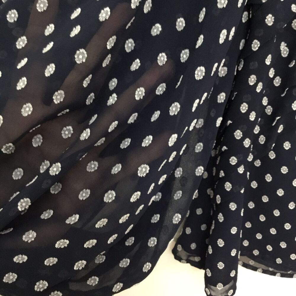 EXPRESS Navy Clip Dot Sweetheart Neckline Balloon Sleeve Blouse Top Sz S - Picture 7 of 11